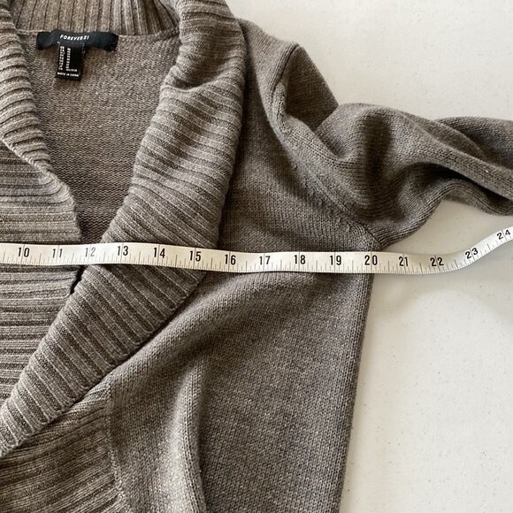 FOREVER 21 Open Front Shawl Ribbed Knit Cardigan High Low Long Sleeve Warm Cozy - Picture 7 of 11